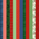 Collection of Christmas-themed paper patterns with red, green, and blue stripes.