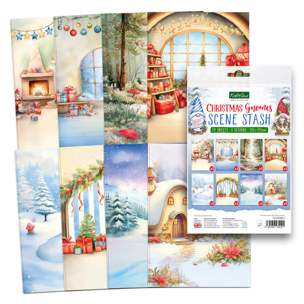 Collage of Christmas-themed paper sheets with a K&Company product label.