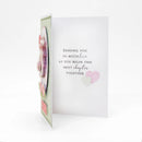 Greeting card with hearts and text on a white background