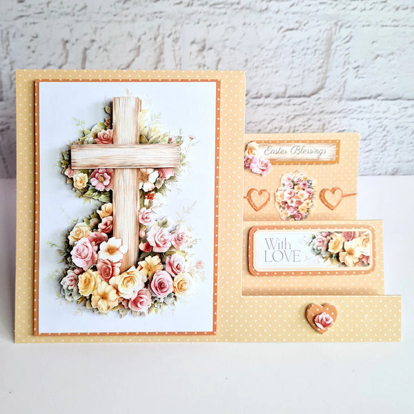 Katy Sue Die Cut Decoupage 3/Pkg- Wooden Cross & Roses