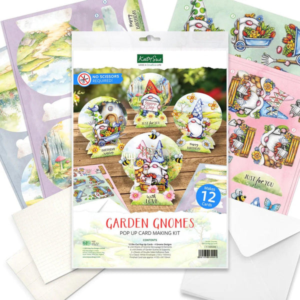 Katy Sue Pop Up Card Making Kit - Garden Gnomes
