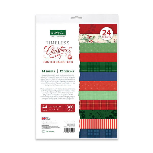 K&Company Timeless Christmas printed cardstock pack with 24 sheets on a white background