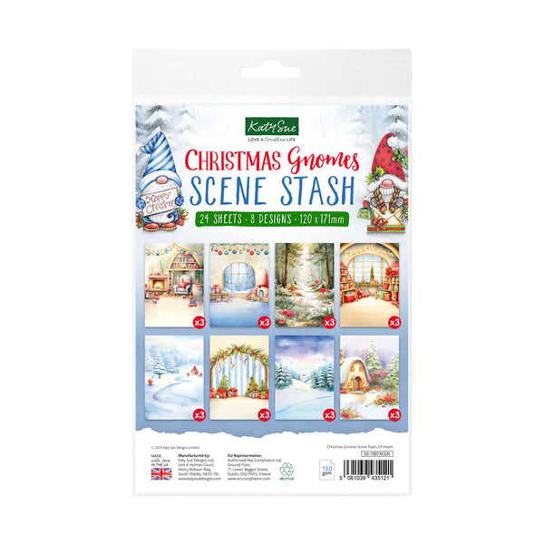 Packaging of Christmas Gnomes Scene Stash with images of gnomes and scenes on a white background.