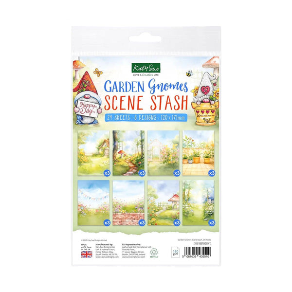 Katy Sue Scene Stash 24 Sheets - Garden Gnomes
