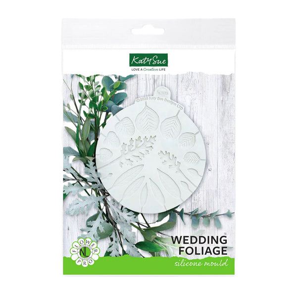 Silicone mould packaging for wedding foliage with greenery design on a white background