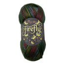 Multicolored yarn skein with 'King Cole Firefly' label on a white background