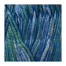 Close-up of blue and green yarn strands