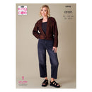 Knitting pattern with a model wearing an Firefly aran knit cardigan and jeans, featuring King Cole branding.