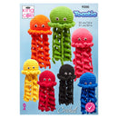 Crocheted jellyfish plushies in various colors on a King Cole pattern leaflet cover.