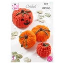 Crocheted pumpkins on a King Cole crochet pattern leaflet