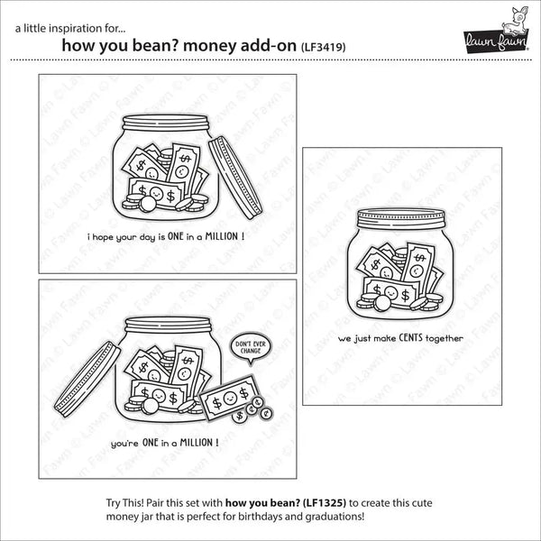 Lawn Fawn Clear Stamp Set - How You Been? Money Add-On*