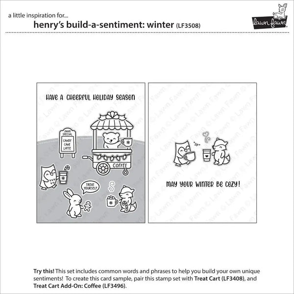 Lawn Fawn Clear Stamp Set - Henry's Build-a-Sentiment: Winter*