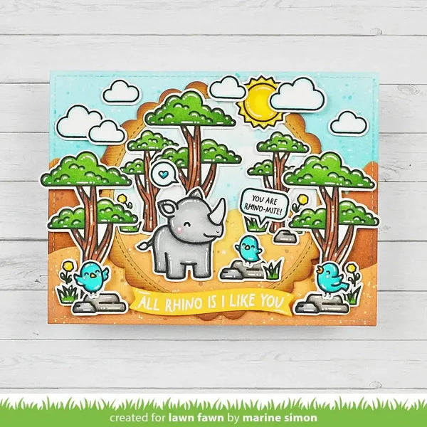 Lawn Fawn Clear Stamp Set - Rhino-Mite!