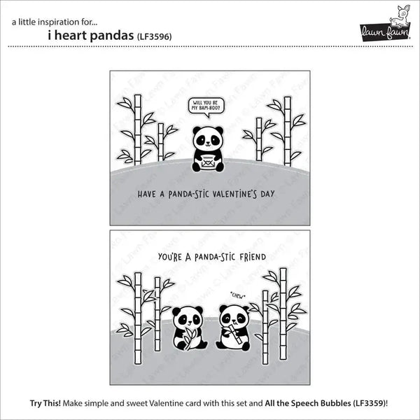 Lawn Fawn Clear Stamp Set - I Heart Pandas