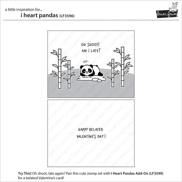 Lawn Fawn Clear Stamp Set - I Heart Pandas