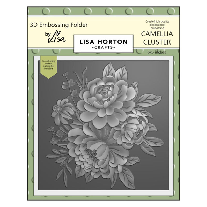 Lisa Horton Crafts Embossing Folder 6"X6" And Die Camellia Cluster