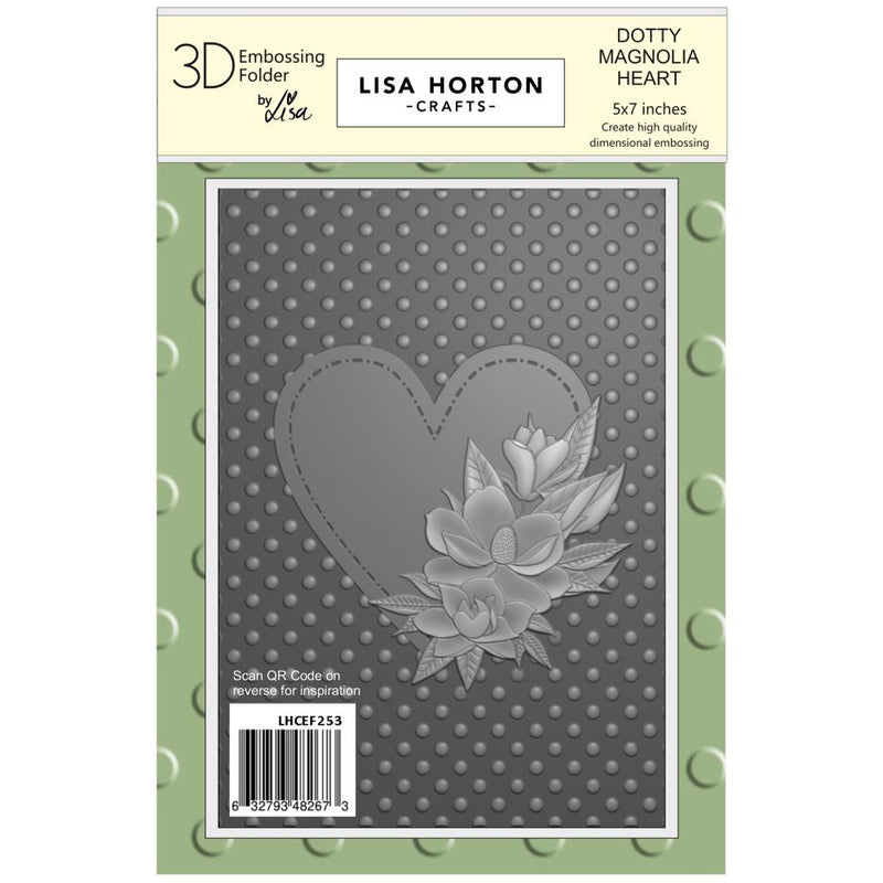 Lisa Horton Crafts Embossing Folder 5"X7" Dotty Magnolia Heart