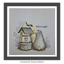 Illustration of a hedgehog and bird near a well with 'Shine bright' text on a gray background.