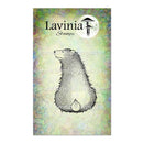 Hedgehog stamp design on a colorful background with Lavinia Stamps branding.