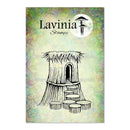 Lavinia Stamps product with a hut and stool design on a colorful background