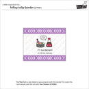 Product packaging for a folksy tulip border with cartoon characters and text on a white background.