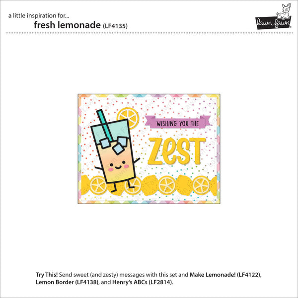 Card with lemonade illustration and text 'Wishing you the zest' on a white background