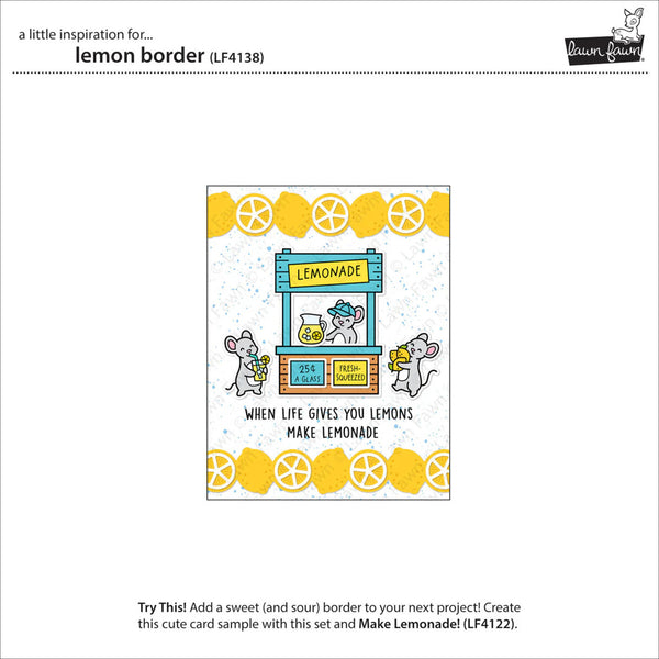 Product packaging for a lemon-themed card set with a lemon border design.