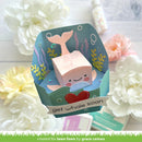 Whale-themed card with 'get whale soon' text on a floral background