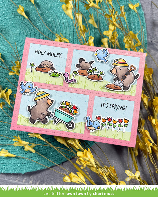 Lawn Fawn Clear Stamps - A Mole Lot of Flowers