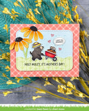 Mother's Day card with bear and owl design, surrounded by yellow flowers and greenery.