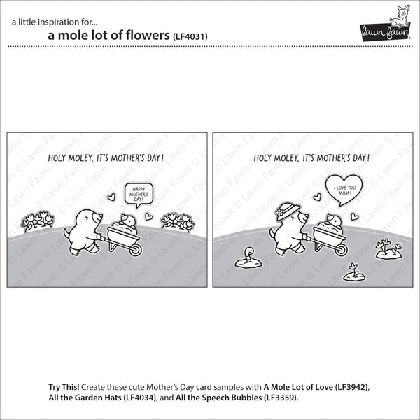 Lawn Fawn Clear Stamps - A Mole Lot of Flowers