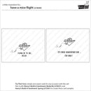 Two black and white card designs with text and a butterfly illustration on a white background.