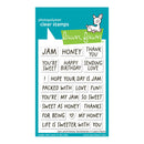 Lawn Fawn photopolymer clear stamps with various sentiments on a white background