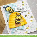 Card with bee and honeycomb design, featuring a bee saying 'You're the bees knees!'.