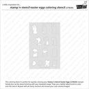 Stamp 'n Stencil Easter eggs coloring stencil on a white background with text and branding.