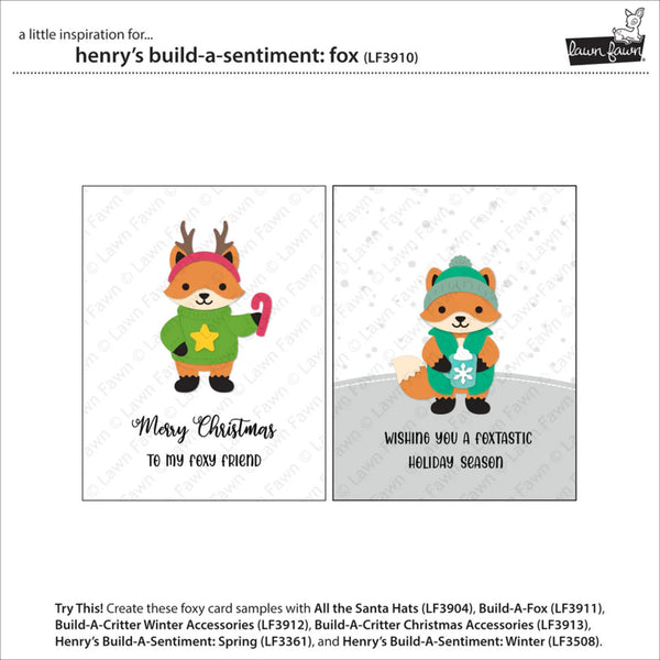 Lawn Fawn Clear Stamp Set - Henry’s Build A Sentiment: Fox