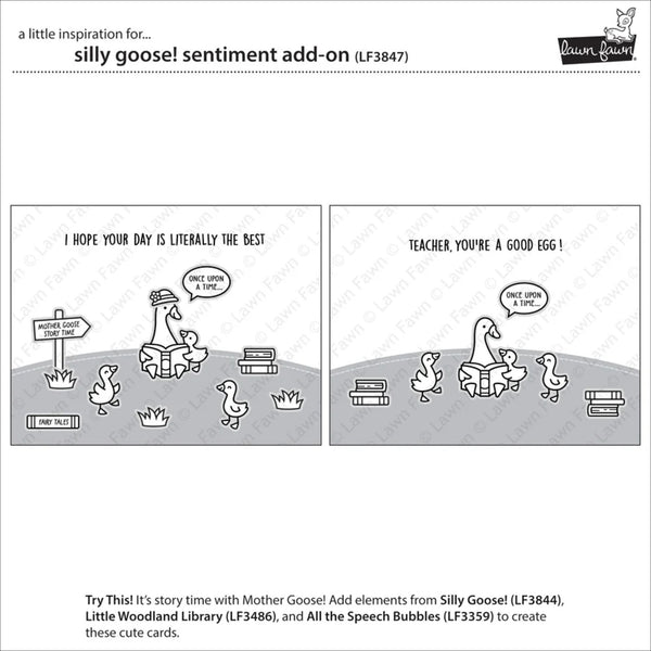 Lawn Fawn Clear Stamp Set - Silly Goose! Sentiment Add-On