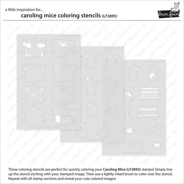 Lawn Fawn Colouring Stencils - Caroling Mice