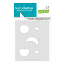 Lawn Fawn coloring stencil with packaging on a white background