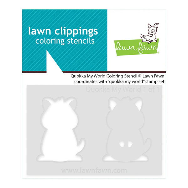 Lawn Fawn coloring stencil with quokka design on a white background