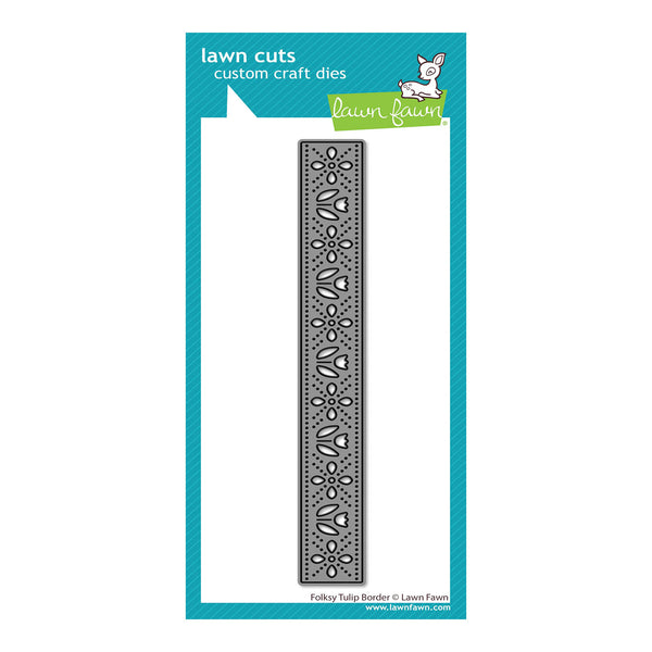 Lawn Cuts custom craft die with decorative border design on a teal packaging
