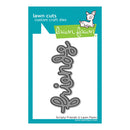 Lawn Cuts custom craft dies by Lawn Fawn with 'Scripty Friends' design on a blue and white background.