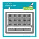 Lawn Cuts custom craft die set with pegboard design on a blue and white background