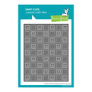 Lawn Fawn custom craft die set with checkered hearts design on a teal background