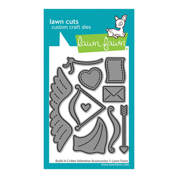 Lawn Cuts custom craft dies by Lawn Fawn with various shapes on a blue and white background.