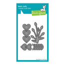Lawn Cuts custom craft dies with heart and flower designs on a teal background