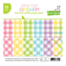 Giddy for Gingham paper pack with colorful checkered patterns on a white background