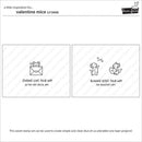Valentine-themed stamp set with two illustrations and text on a white background