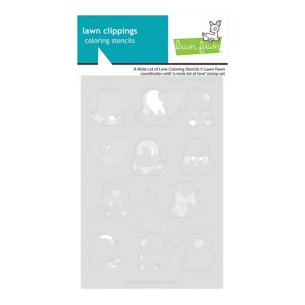 Lawn Fawn coloring stencil packaging with brand logo on a white background