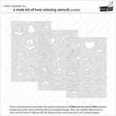 Two coloring stencils with various shapes on a white background, featuring the brand 'Lawn Fawn'.